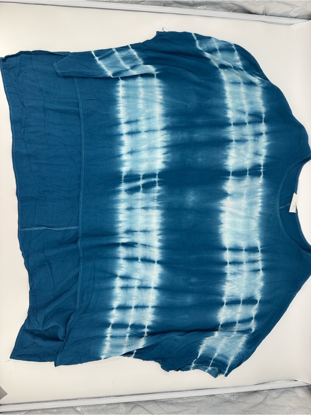 Peach Love Blue Tie-Dye Women's Short Sleeve Top One Size